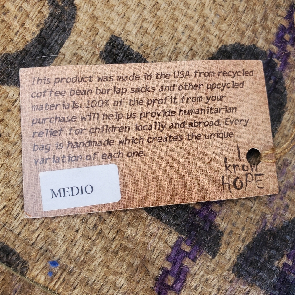 I Know Hope Burlap Messenger Bag NWT - Picture 5 of 7